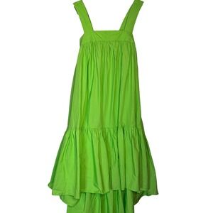 Christopher John Rogers x Target Lime Green Cotton Maxi Dress Tie XXS Pockets